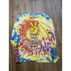 Mens Size M Tye Dye Long Sleeve Peace, Love, Bubba Gump Shrimp Co. Shirt